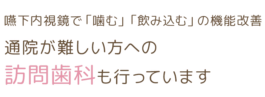 嚥下内視鏡で「噛む」「飲み込む」の機能改善通院が難しい方への訪問歯科も行っています